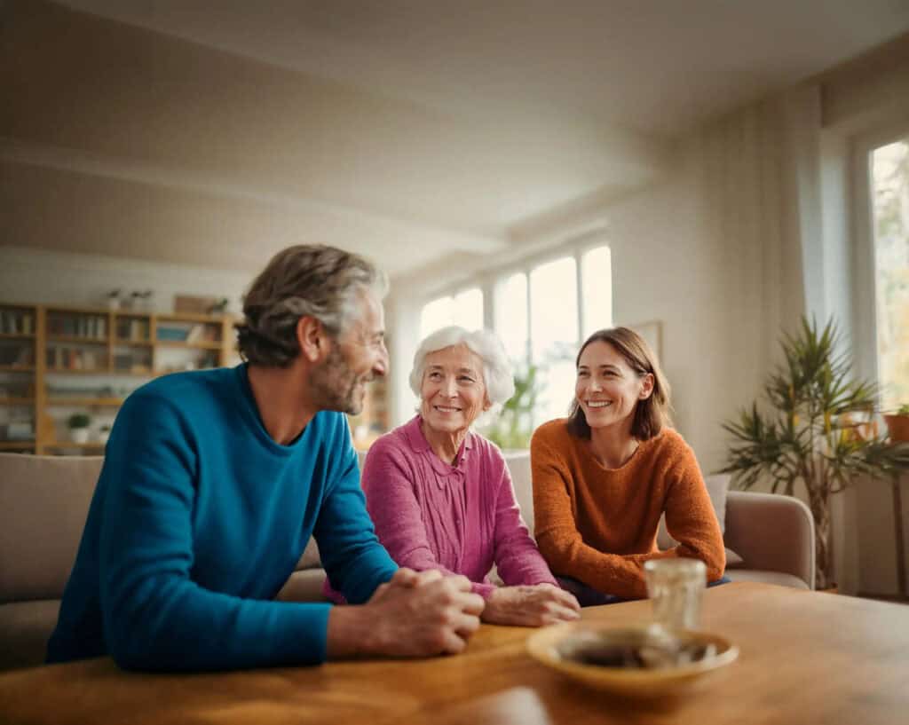 Family discuss dementia care options with dovida